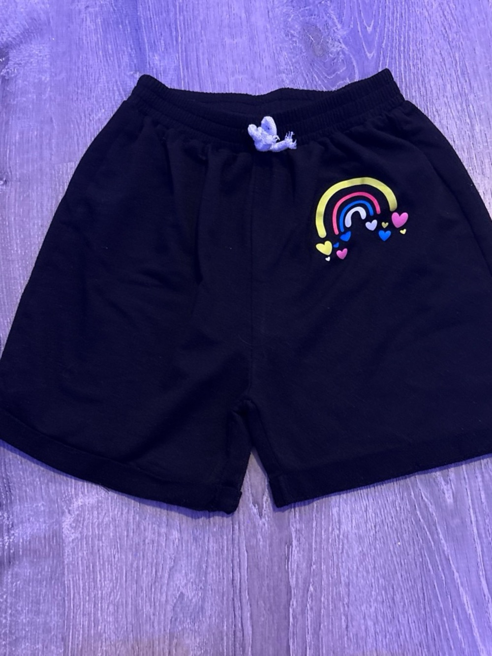 Target Black Kids Shorts with Rainbow Heart Graphic